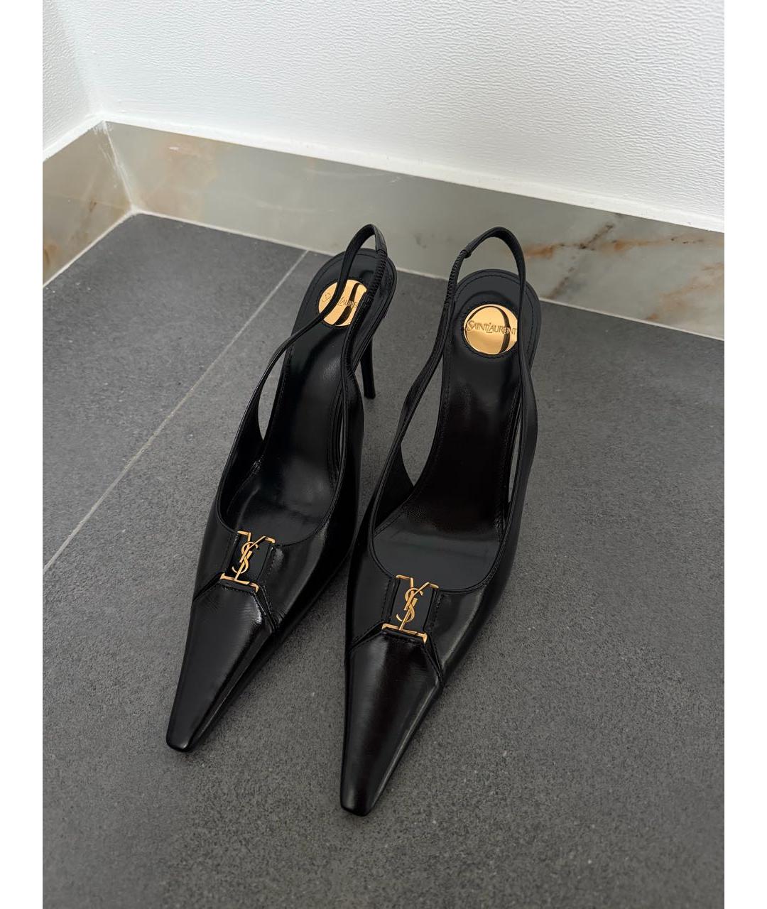 SAINT LAURENT Черные кожаные туфли, фото 2