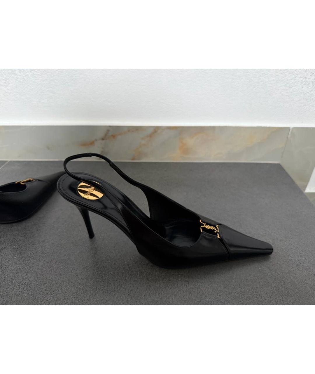 SAINT LAURENT Черные кожаные туфли, фото 8