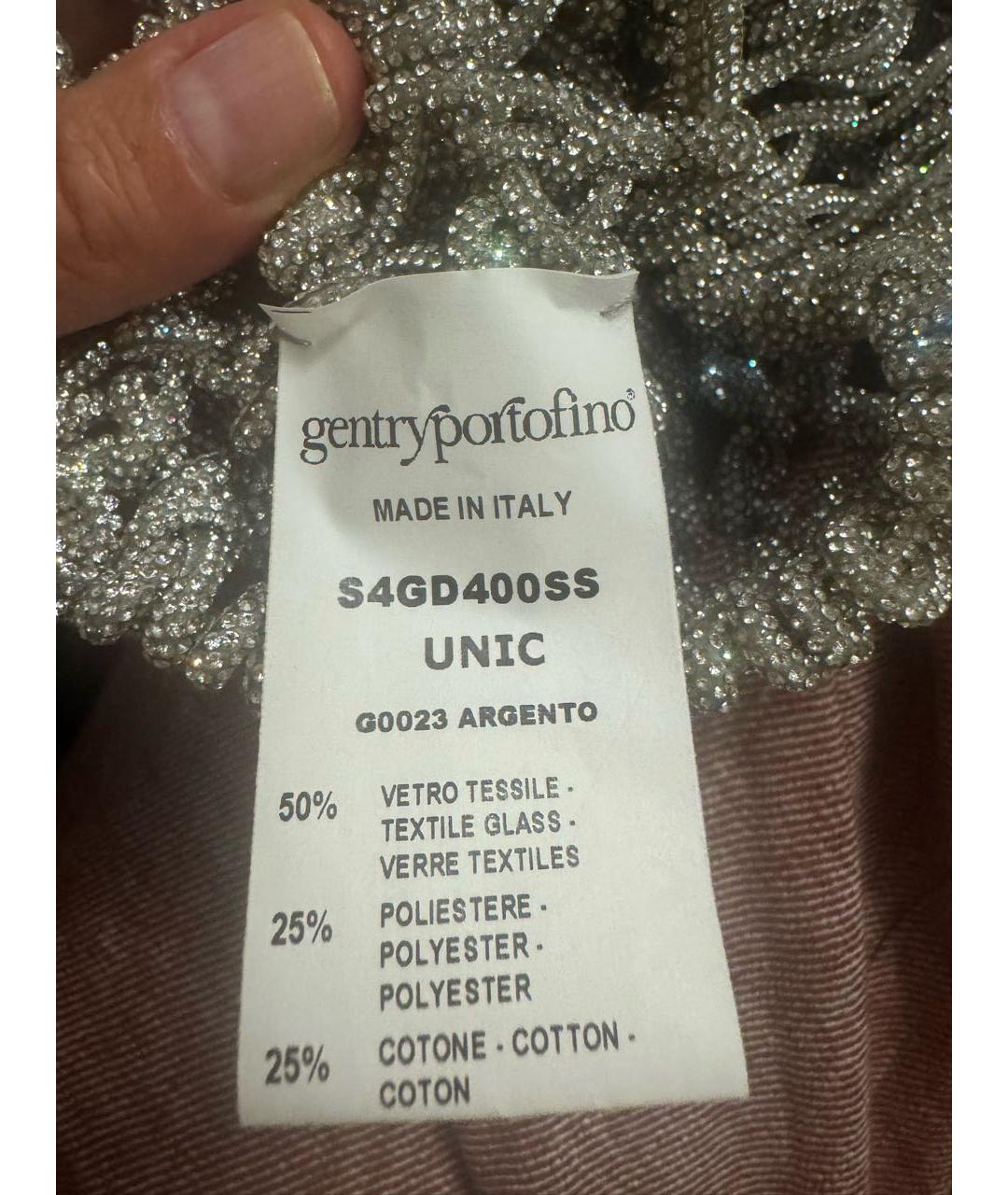 GENTRY PORTOFINO Серебряная рафиевая сумка через плечо, фото 5