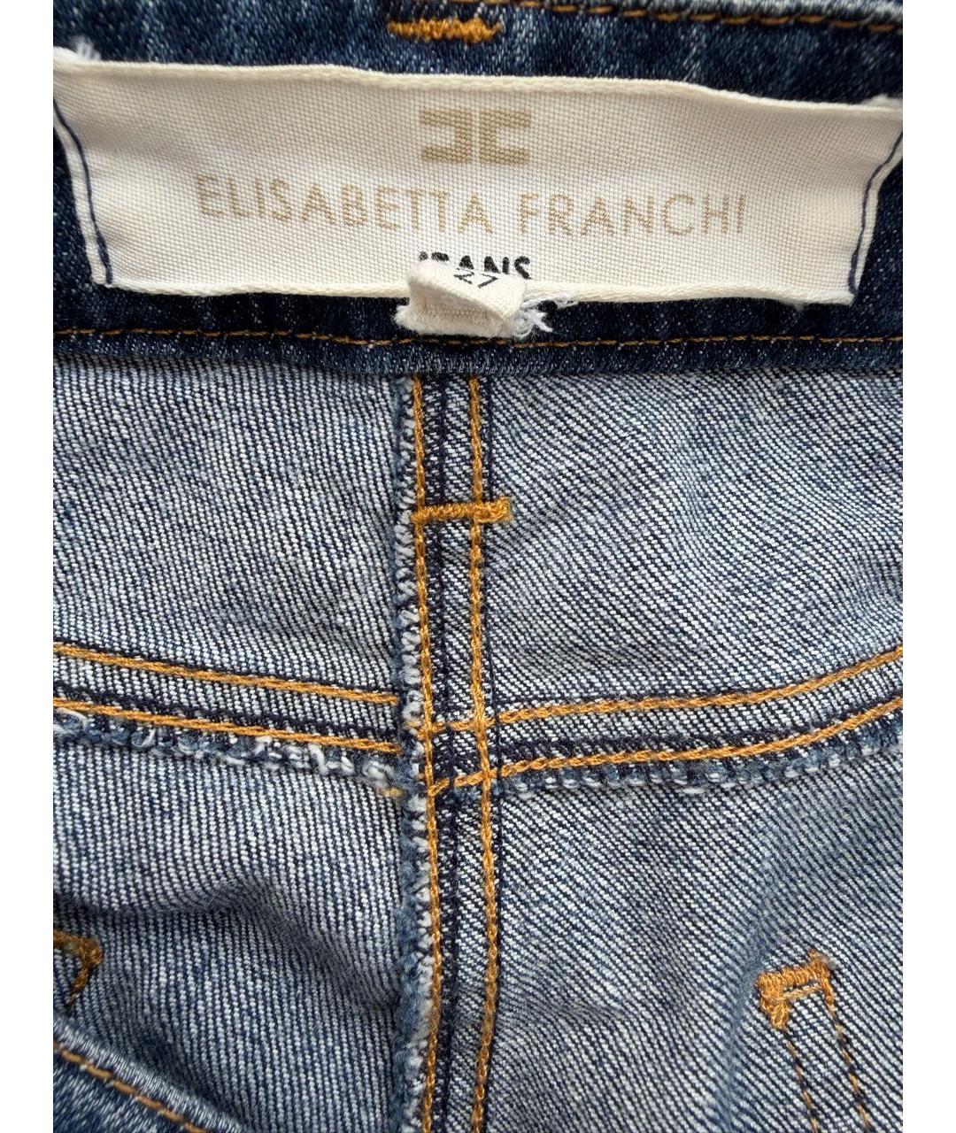 ELISABETTA FRANCHI Синие хлопко-эластановые джинсы слим, фото 3