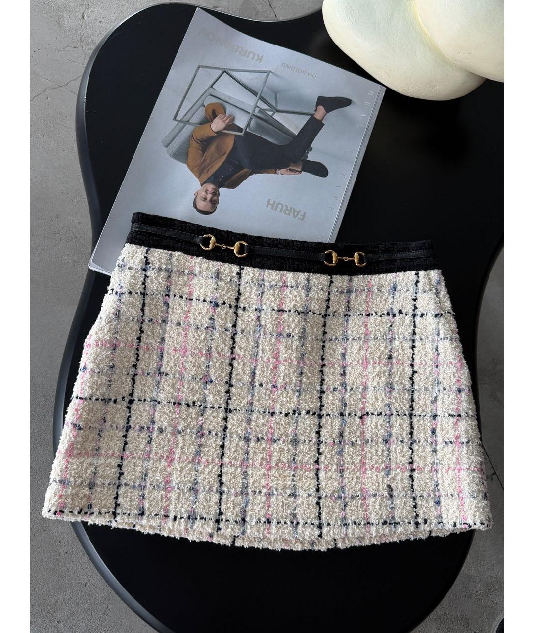 GUCCI Белая хлопковая юбка мини, фото 4