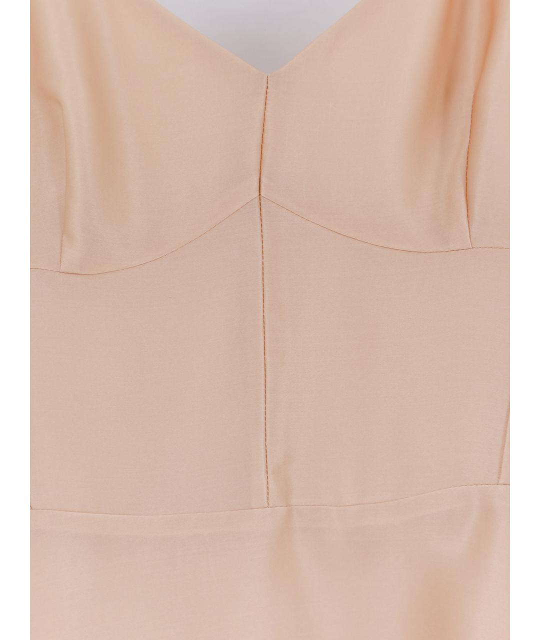 ALBERTA FERRETTI Бежевое шелковое повседневное платье, фото 3