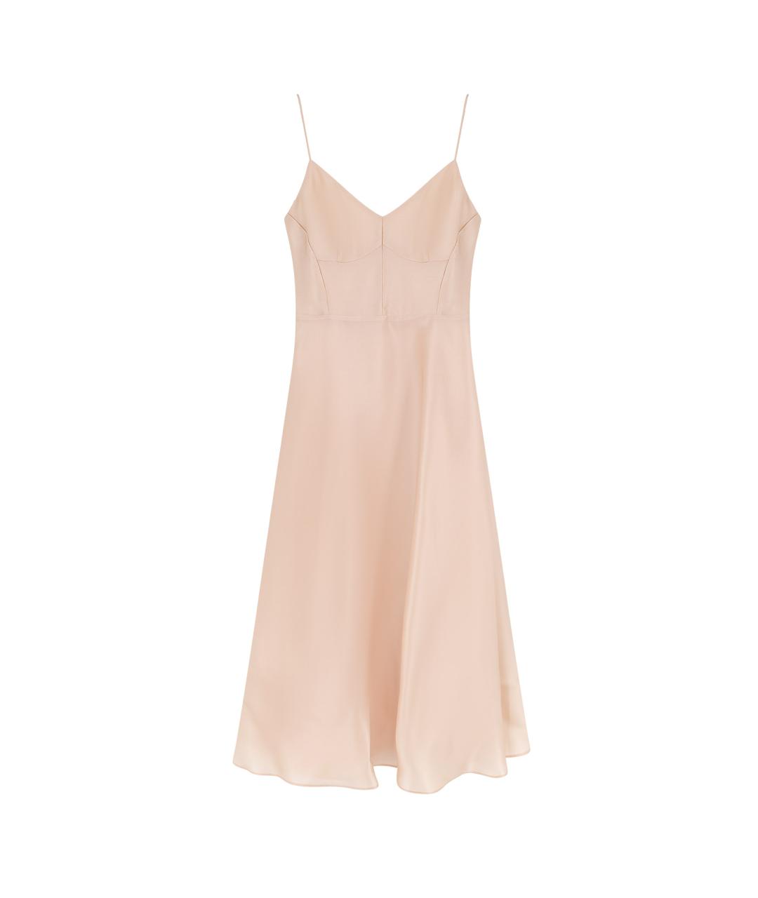 ALBERTA FERRETTI Бежевое шелковое повседневное платье, фото 1
