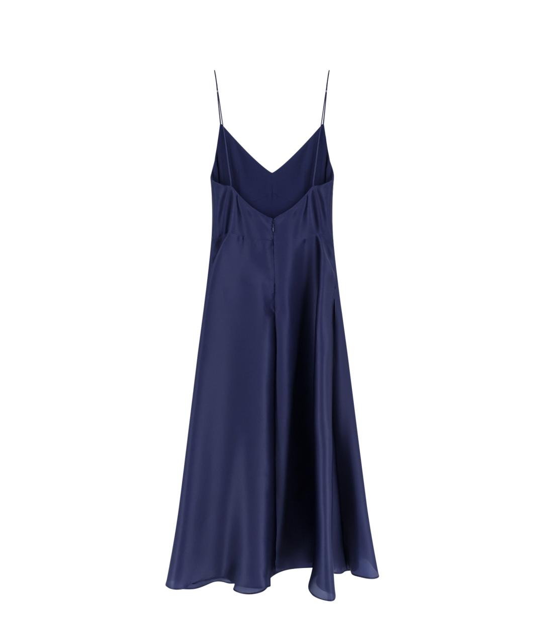 ALBERTA FERRETTI Темно-синее шелковое коктейльное платье, фото 2