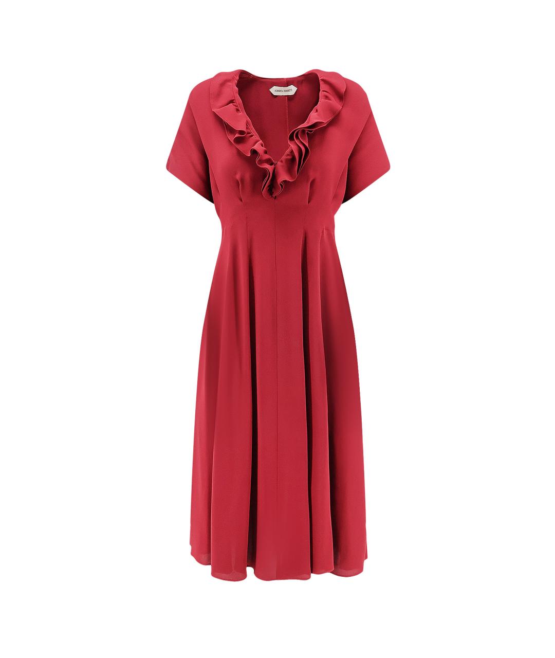 ALBERTA FERRETTI Красное вискозное коктейльное платье, фото 1