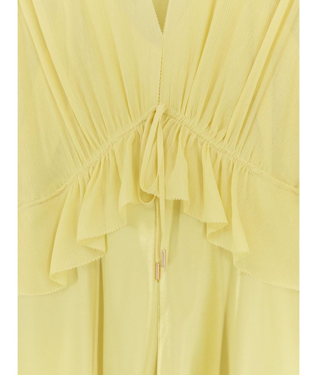 ALBERTA FERRETTI Желтое вискозное коктейльное платье, фото 3