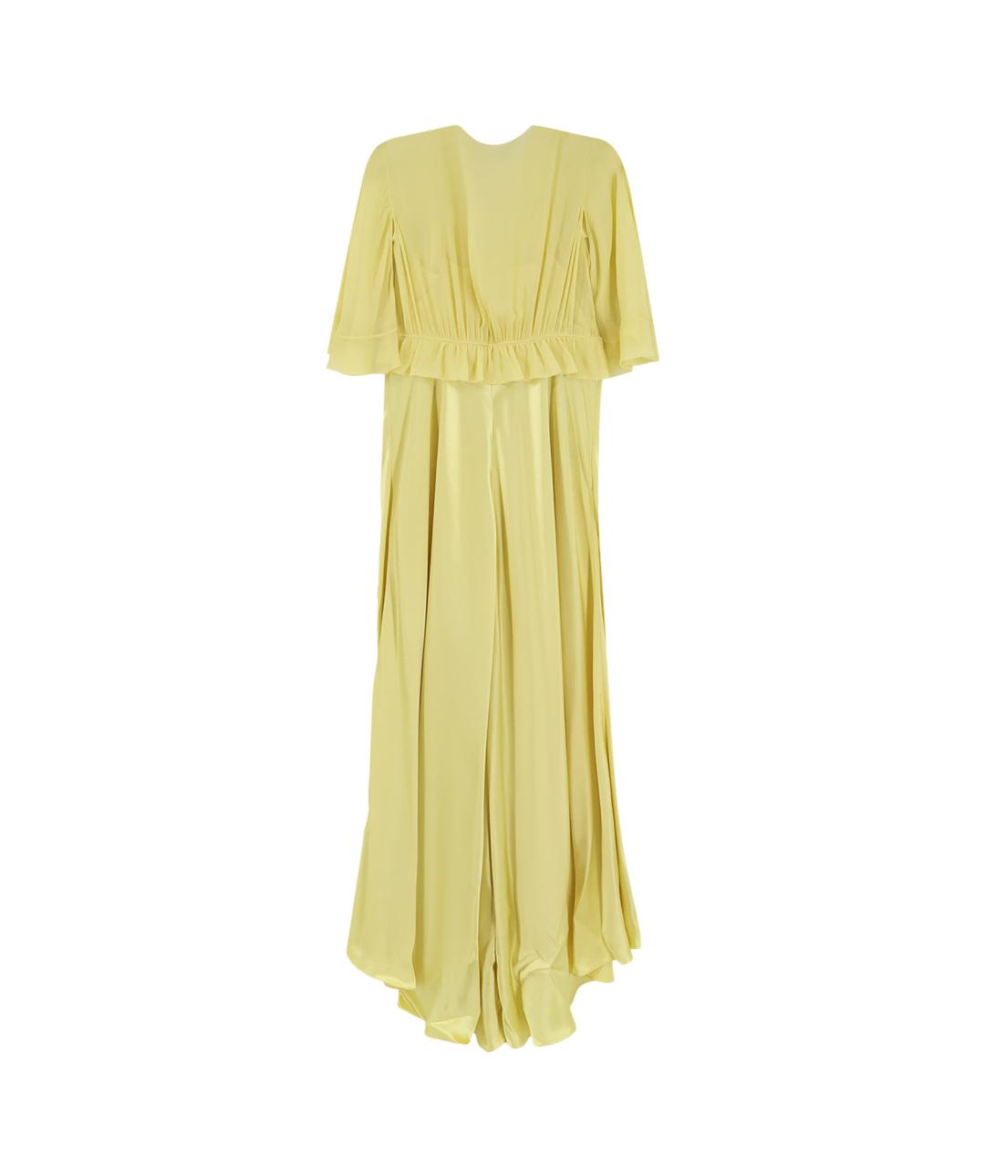 ALBERTA FERRETTI Желтое вискозное коктейльное платье, фото 2