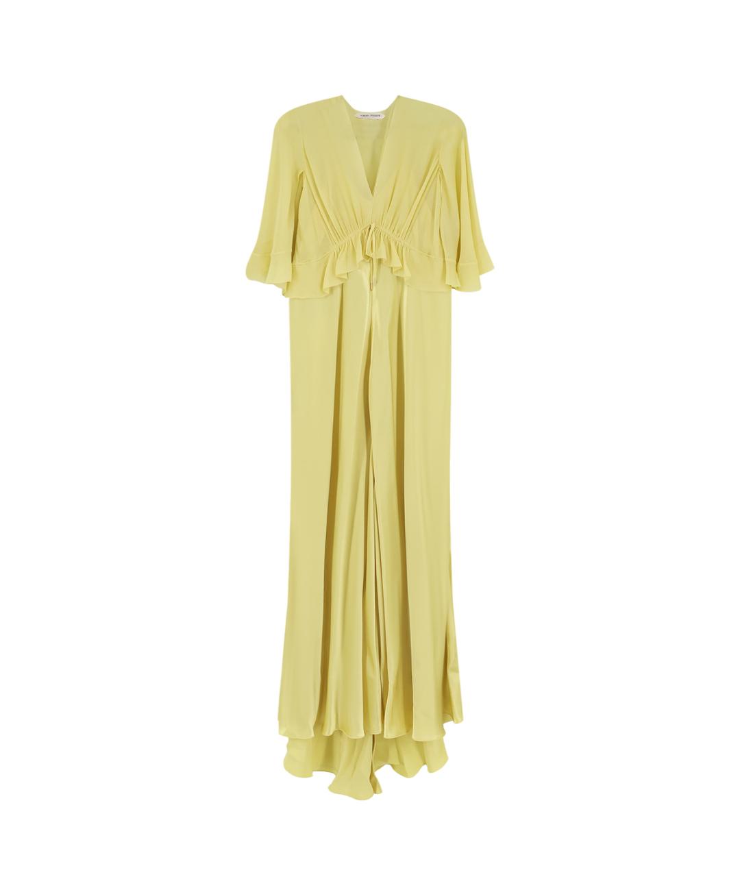 ALBERTA FERRETTI Желтое вискозное коктейльное платье, фото 1