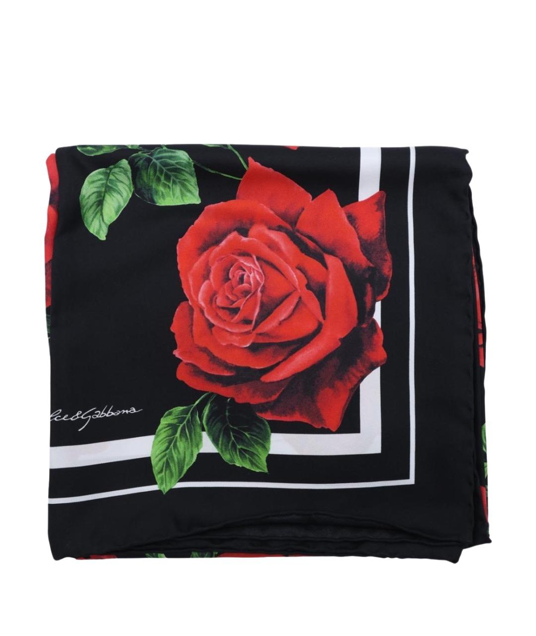DOLCE&GABBANA Черный шелковый платок, фото 1