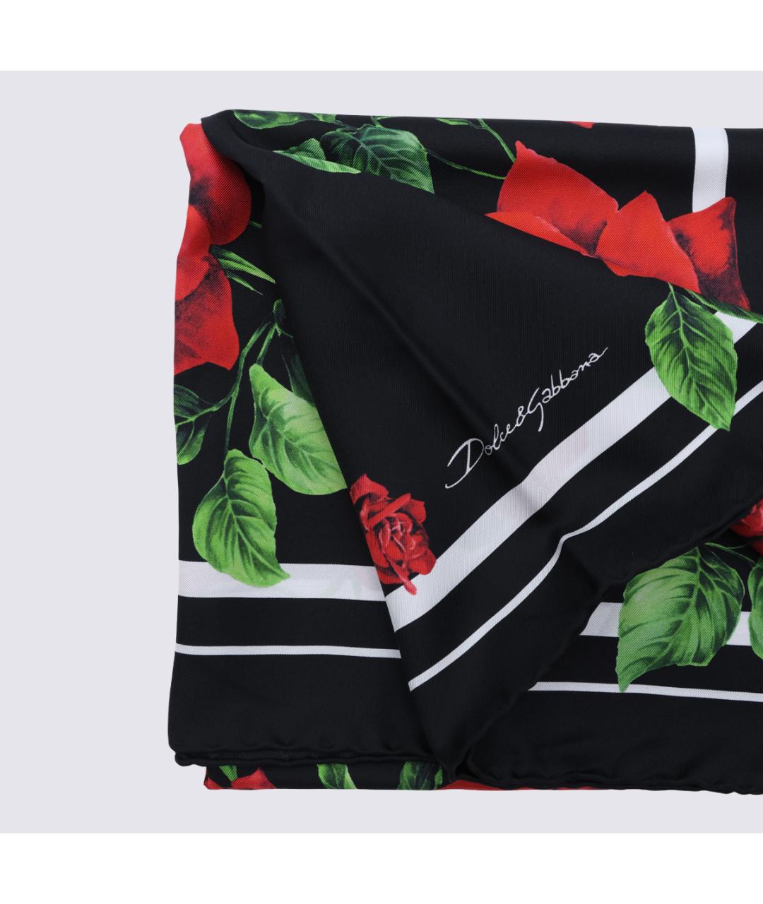 DOLCE&GABBANA Черный шелковый платок, фото 2