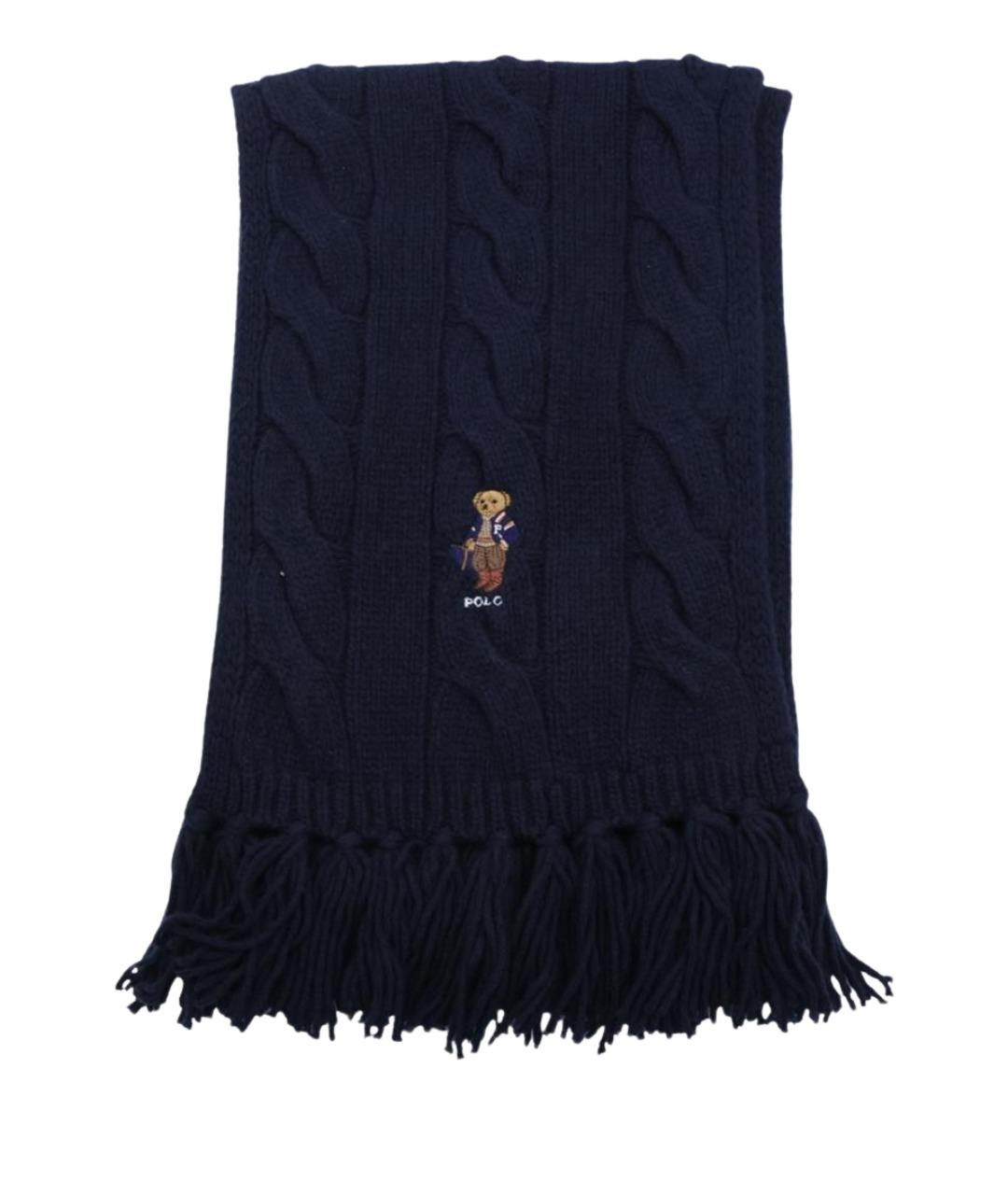 POLO RALPH LAUREN Темно-синий шерстяной шарф, фото 1