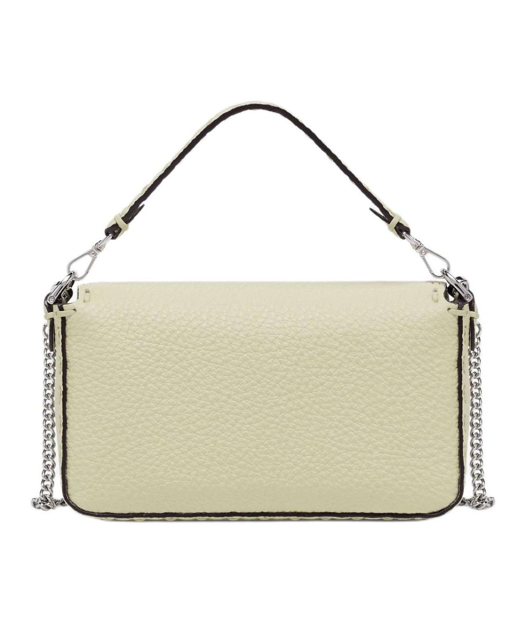 FENDI Бежевая кожаная сумка через плечо, фото 3