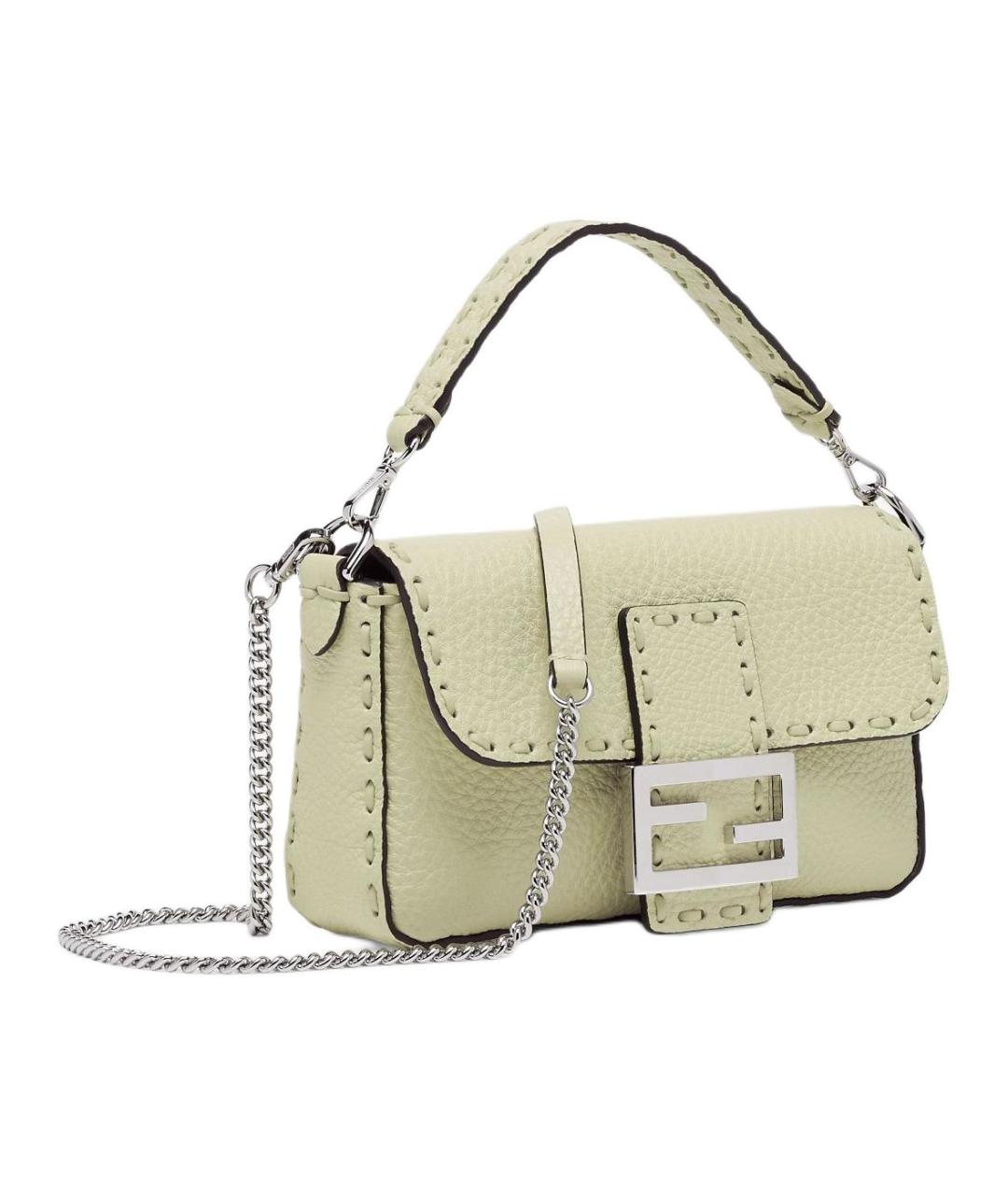 FENDI Бежевая кожаная сумка через плечо, фото 2
