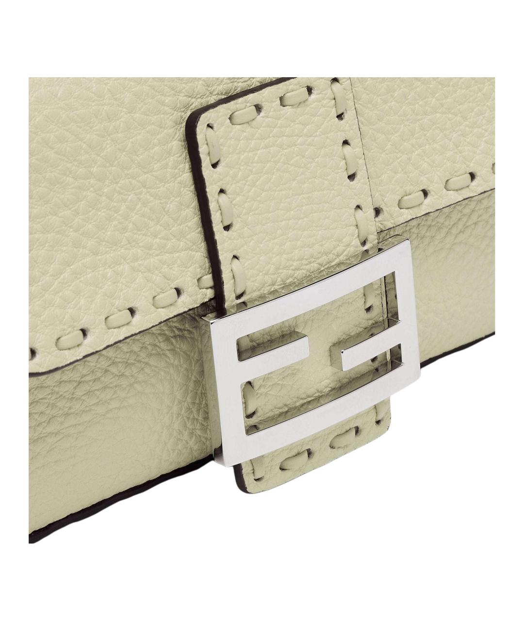 FENDI Бежевая кожаная сумка через плечо, фото 5