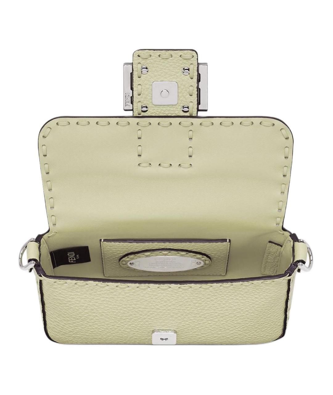 FENDI Бежевая кожаная сумка через плечо, фото 4