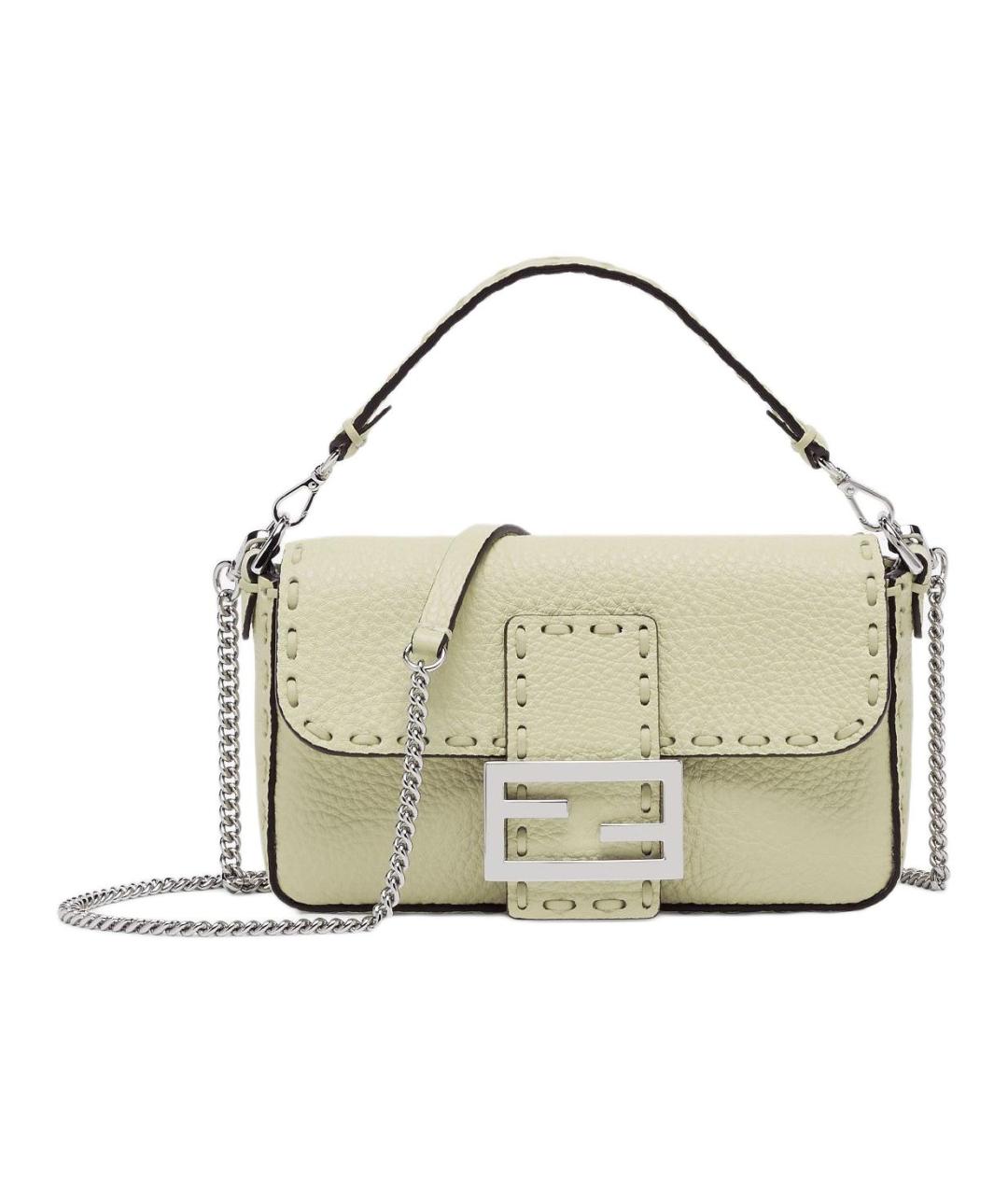 FENDI Бежевая кожаная сумка через плечо, фото 1