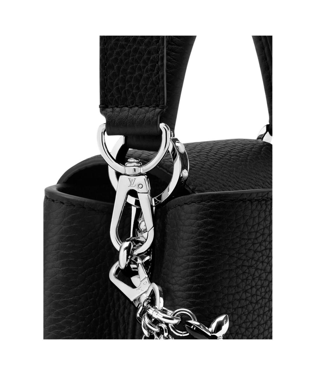 LOUIS VUITTON Черная кожаная сумка через плечо, фото 5