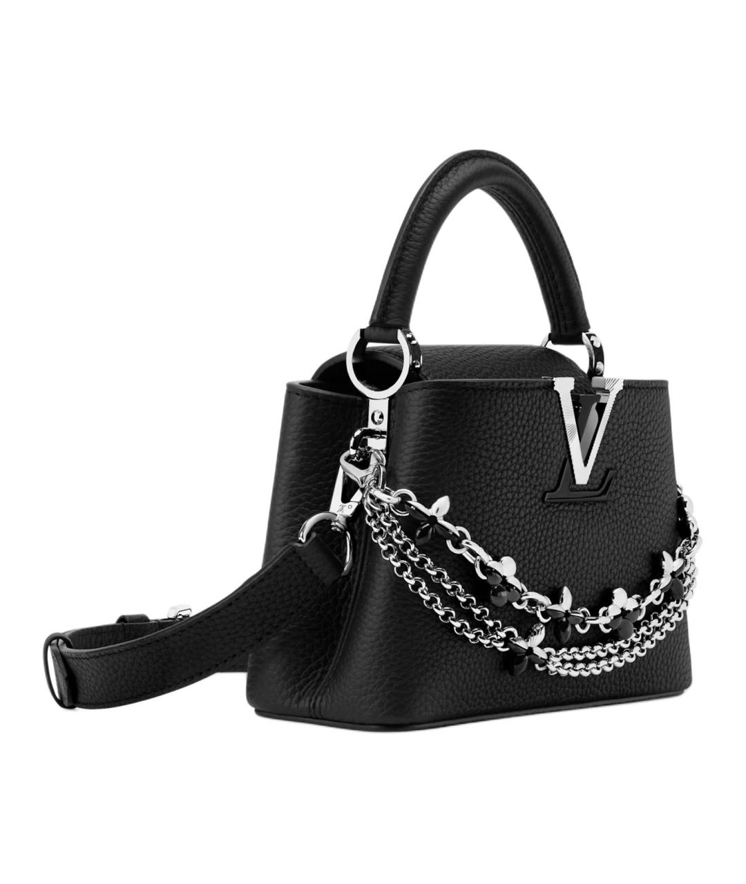 LOUIS VUITTON Черная кожаная сумка через плечо, фото 2