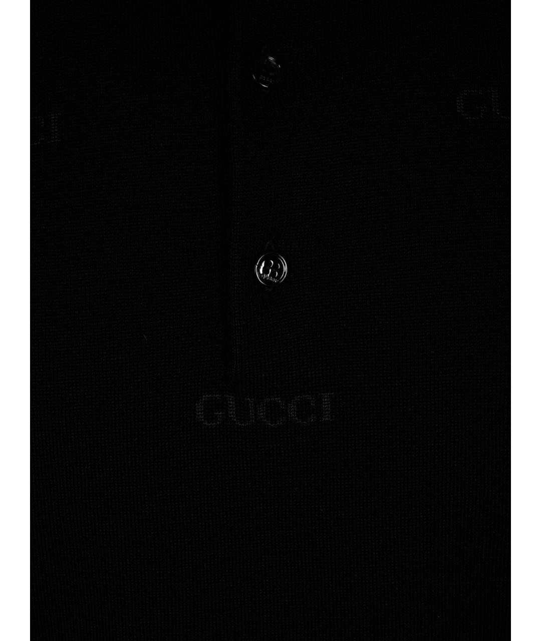 GUCCI Черное шерстяное поло с коротким рукавом, фото 6