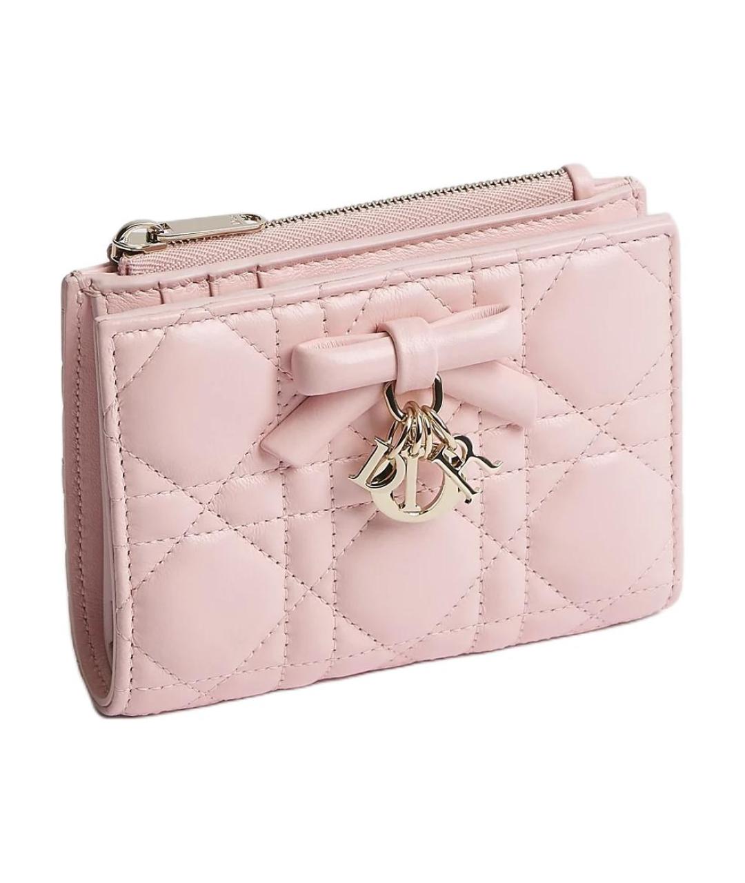 CHRISTIAN DIOR Розовый кожаный кошелек, фото 2