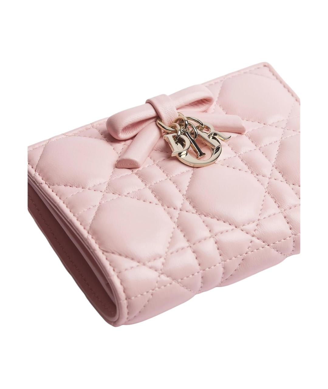 CHRISTIAN DIOR Розовый кожаный кошелек, фото 4