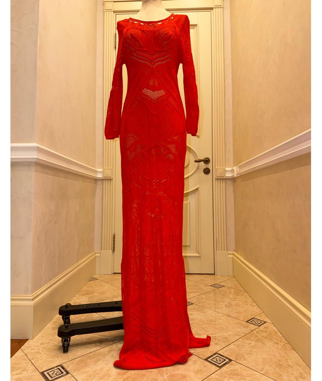 ROBERTO CAVALLI Красное вискозное коктейльное платье, фото 9