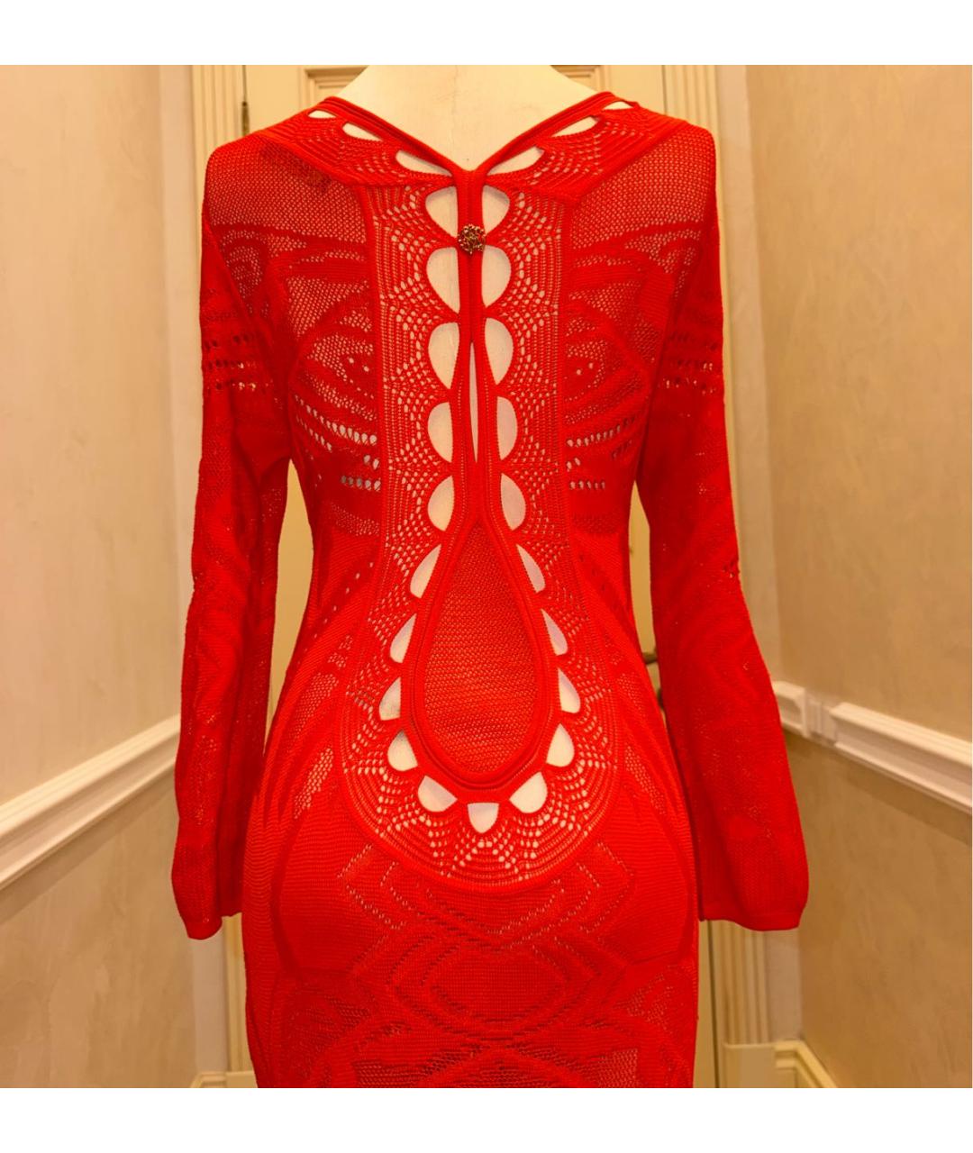 ROBERTO CAVALLI Красное вискозное коктейльное платье, фото 4