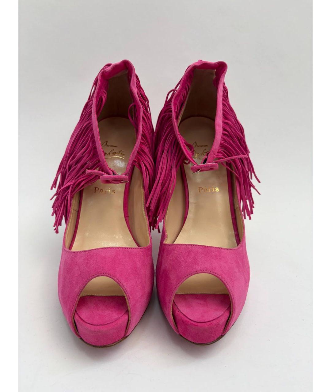CHRISTIAN LOUBOUTIN Фуксия замшевые босоножки, фото 2