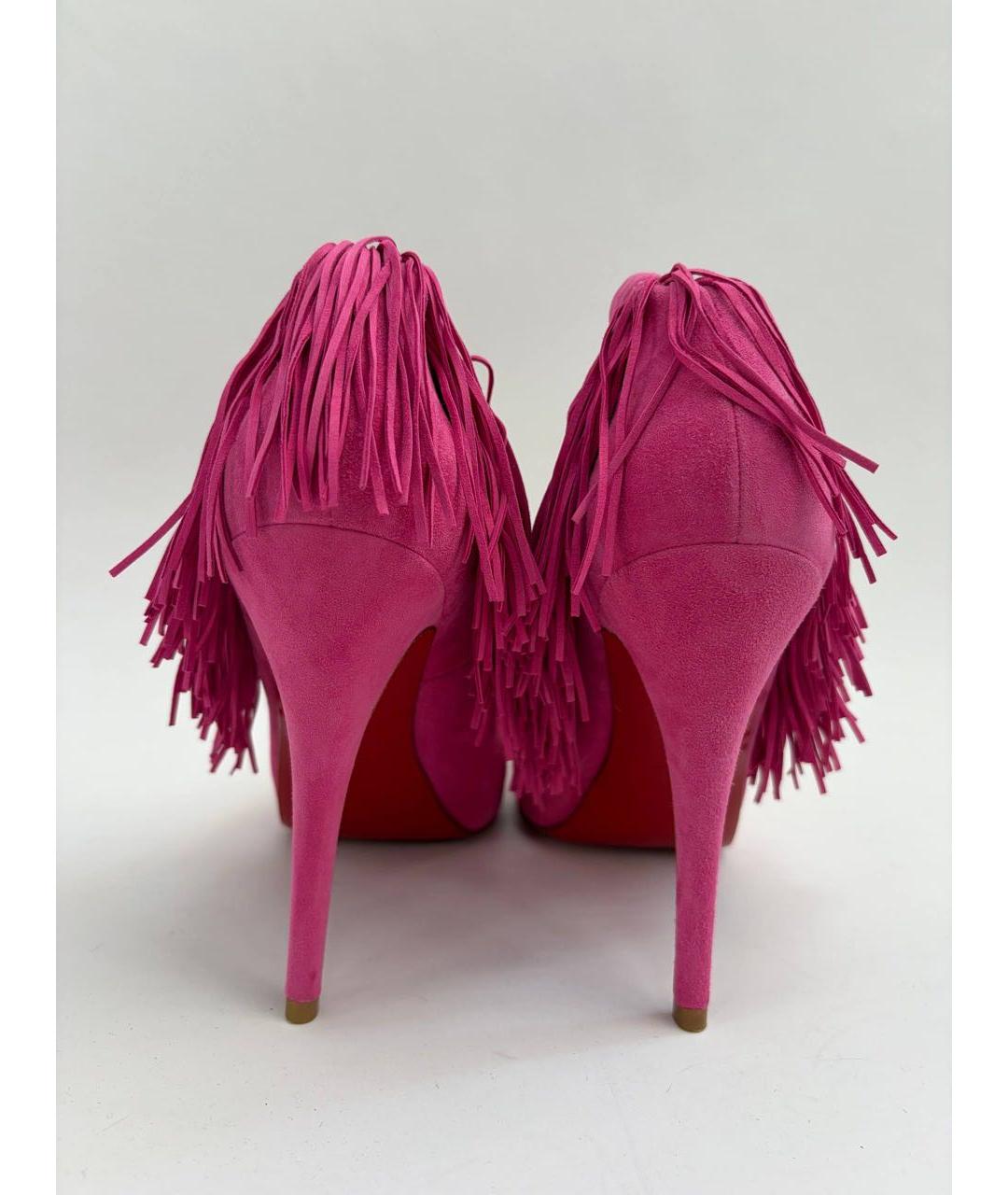CHRISTIAN LOUBOUTIN Фуксия замшевые босоножки, фото 4
