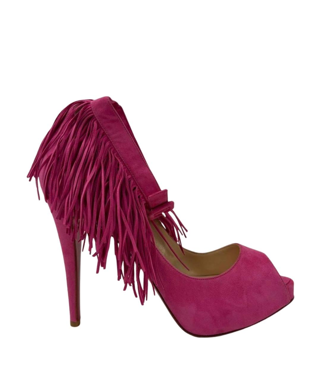 CHRISTIAN LOUBOUTIN Фуксия замшевые босоножки, фото 1