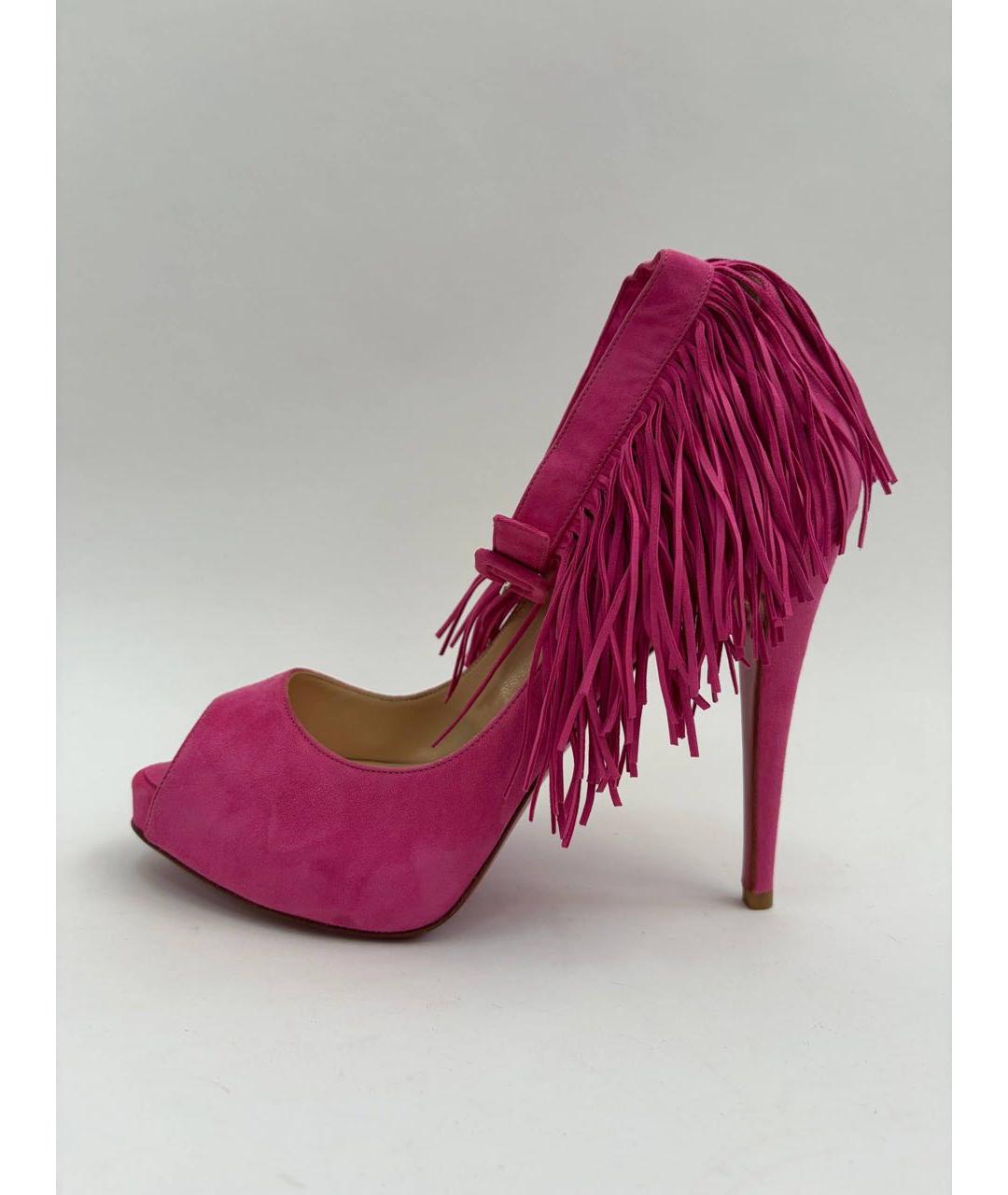 CHRISTIAN LOUBOUTIN Фуксия замшевые босоножки, фото 9