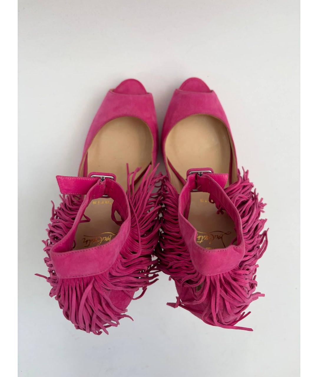 CHRISTIAN LOUBOUTIN Фуксия замшевые босоножки, фото 3