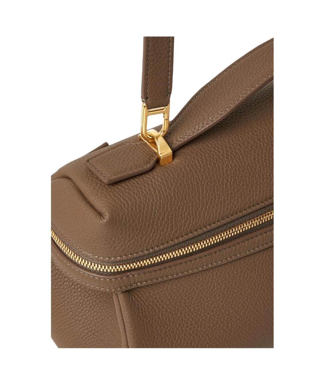 LORO PIANA Коричневая кожаная сумка через плечо, фото 4