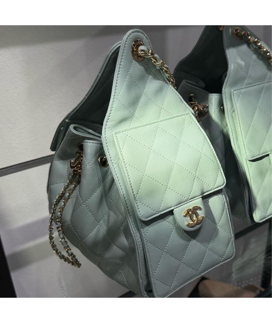CHANEL Бирюзовая кожаная сумка через плечо, фото 3