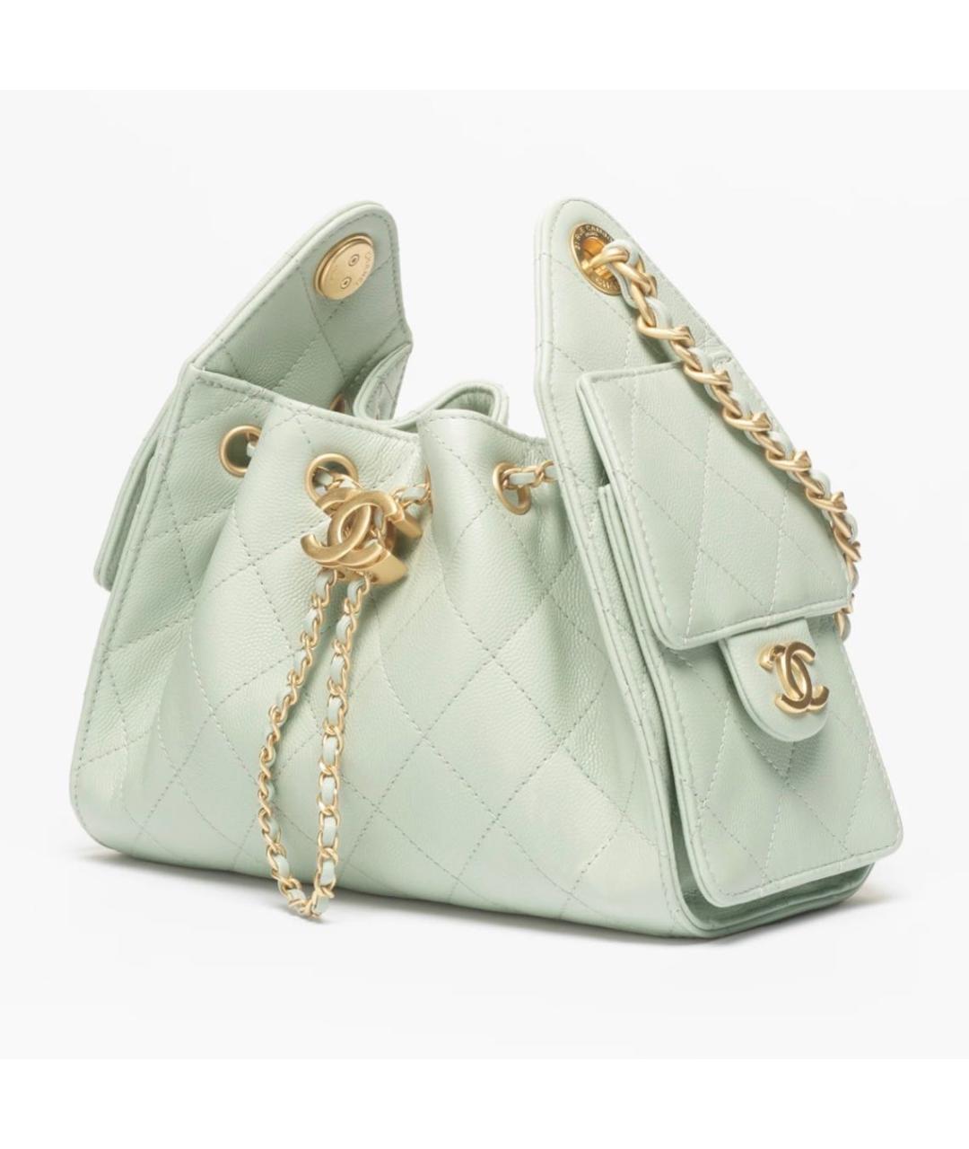 CHANEL Бирюзовая кожаная сумка через плечо, фото 4