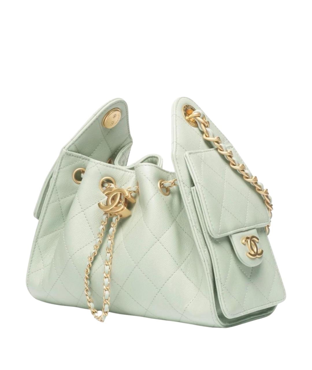 CHANEL Бирюзовая кожаная сумка через плечо, фото 1