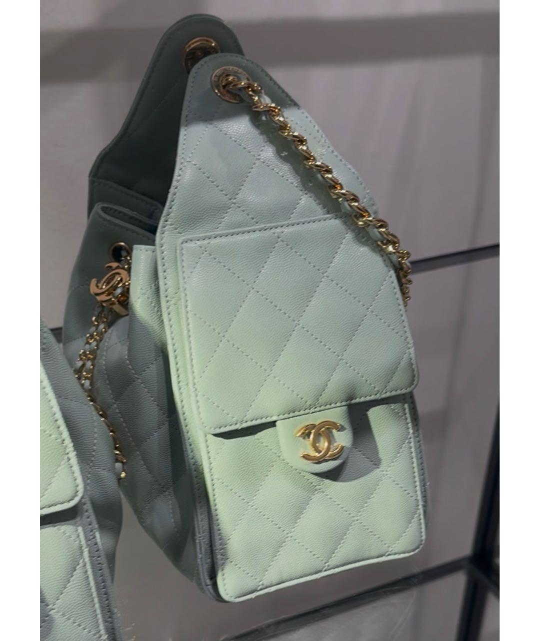 CHANEL Бирюзовая кожаная сумка через плечо, фото 2