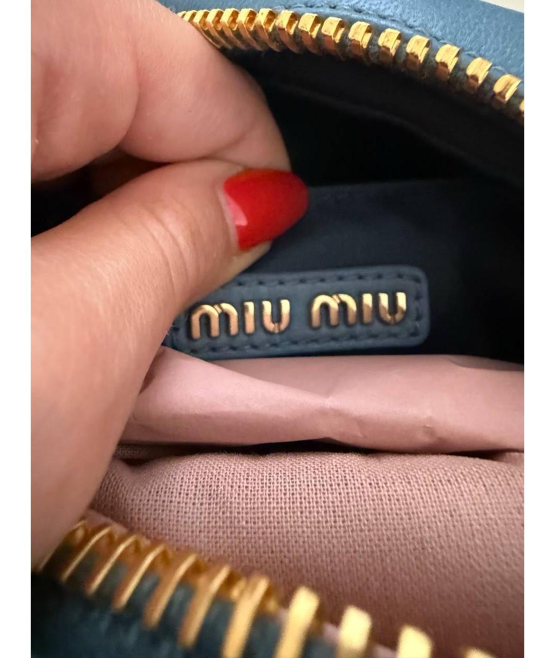 MIU MIU Голубая кожаная сумка с короткими ручками, фото 7