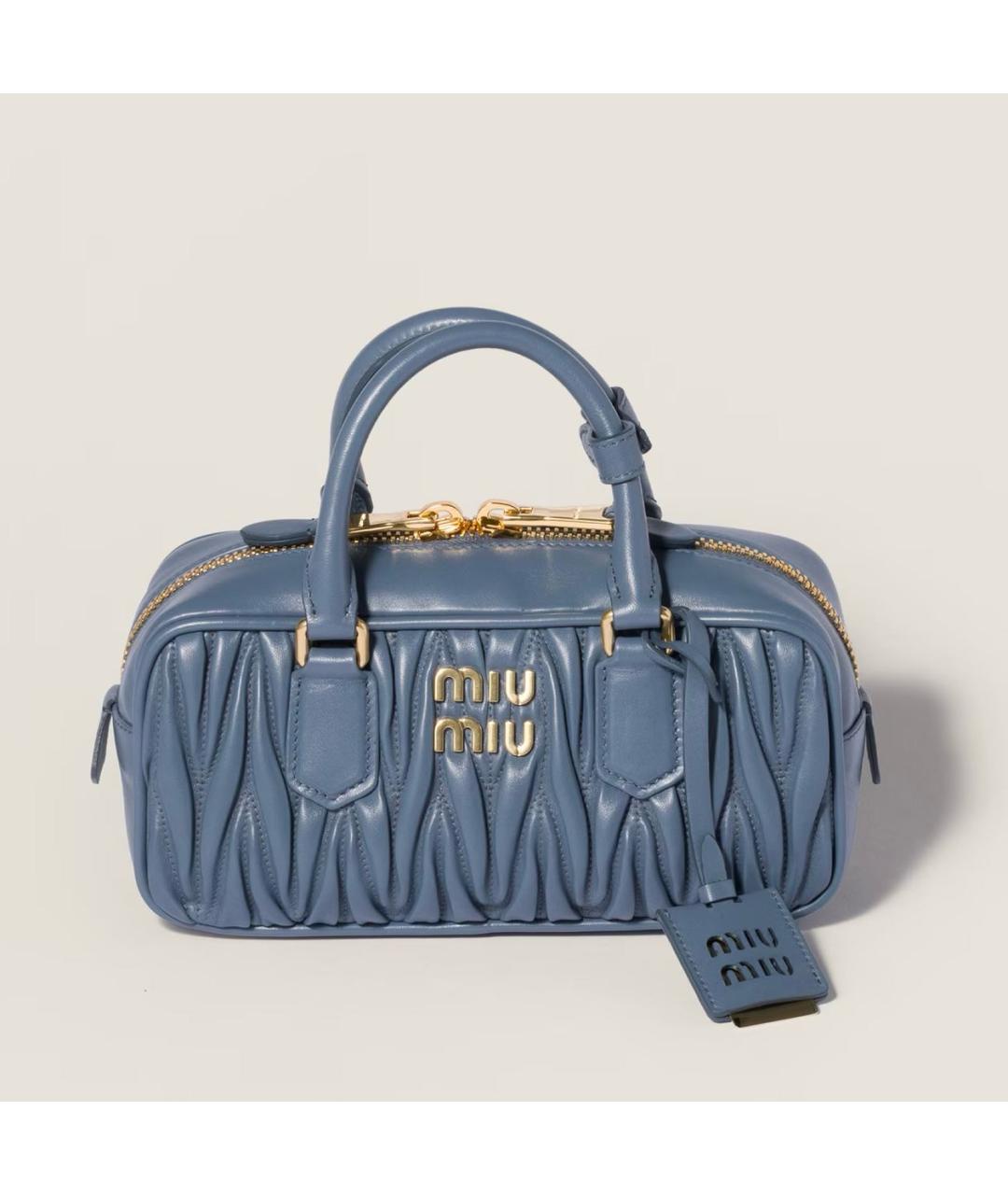 MIU MIU Голубая кожаная сумка с короткими ручками, фото 9