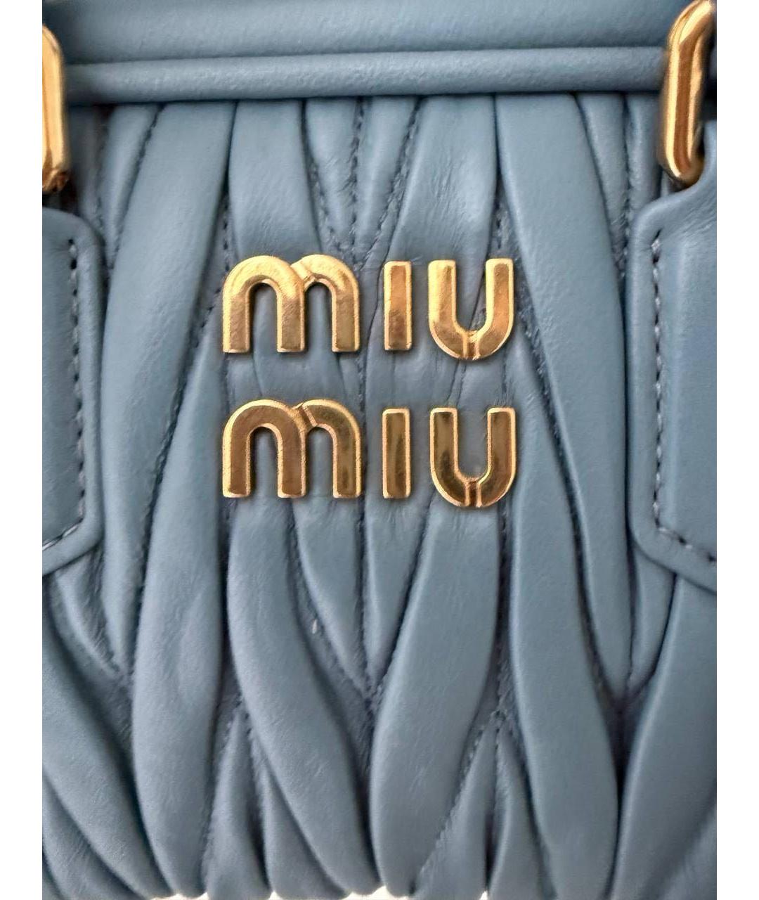 MIU MIU Голубая кожаная сумка с короткими ручками, фото 6