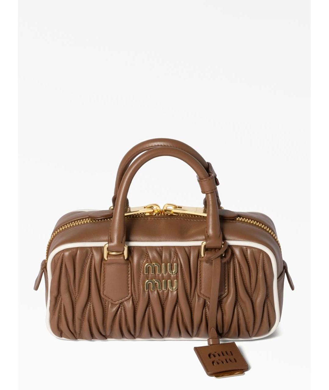 MIU MIU Коричневая кожаная сумка с короткими ручками, фото 8