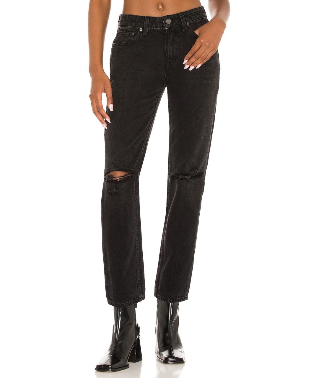 GRLFRND Черные хлопковые джинсы слим, фото 6