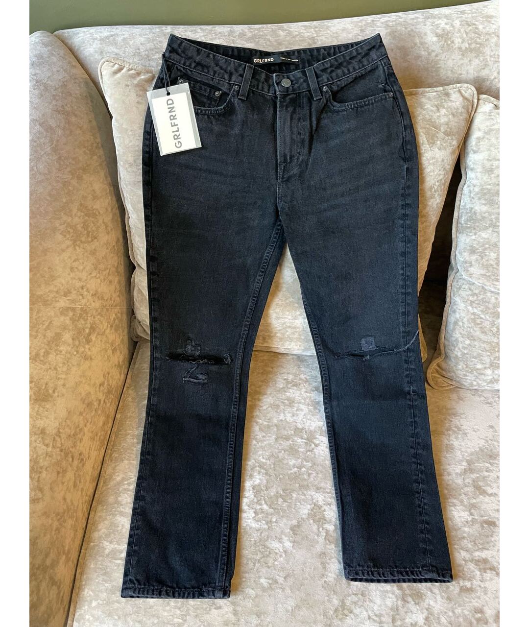 GRLFRND Черные хлопковые джинсы слим, фото 4
