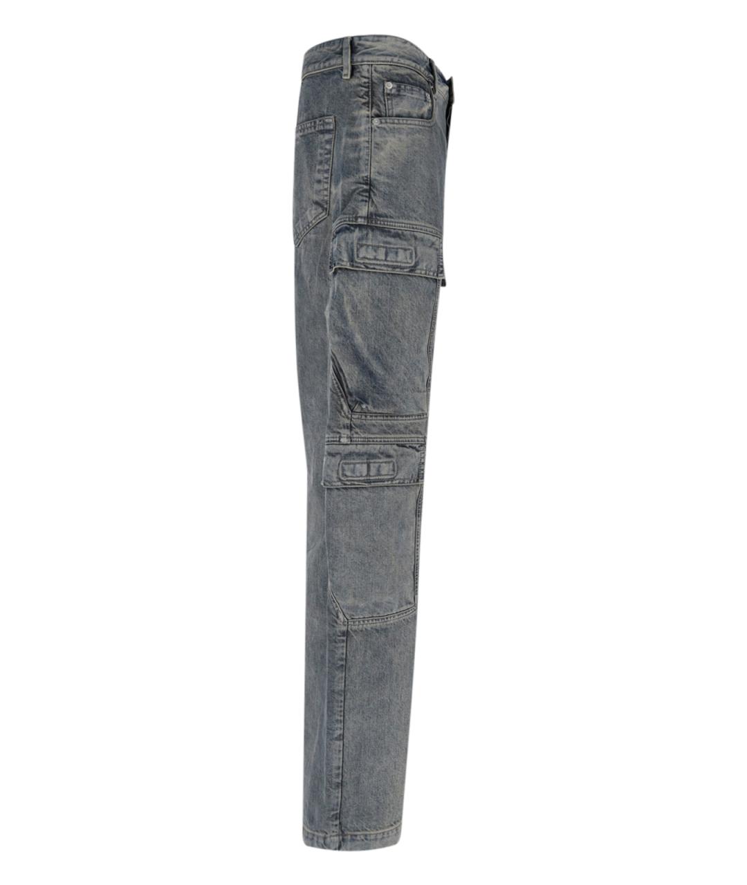 RICK OWENS DRKSHDW Синие хлопковые прямые джинсы, фото 2