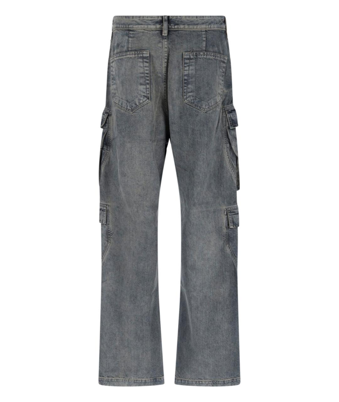 RICK OWENS DRKSHDW Синие хлопковые прямые джинсы, фото 3