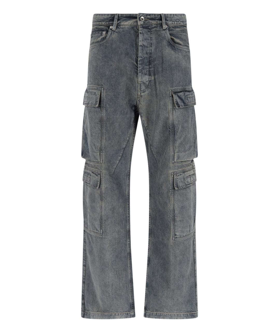 RICK OWENS DRKSHDW Синие хлопковые прямые джинсы, фото 1