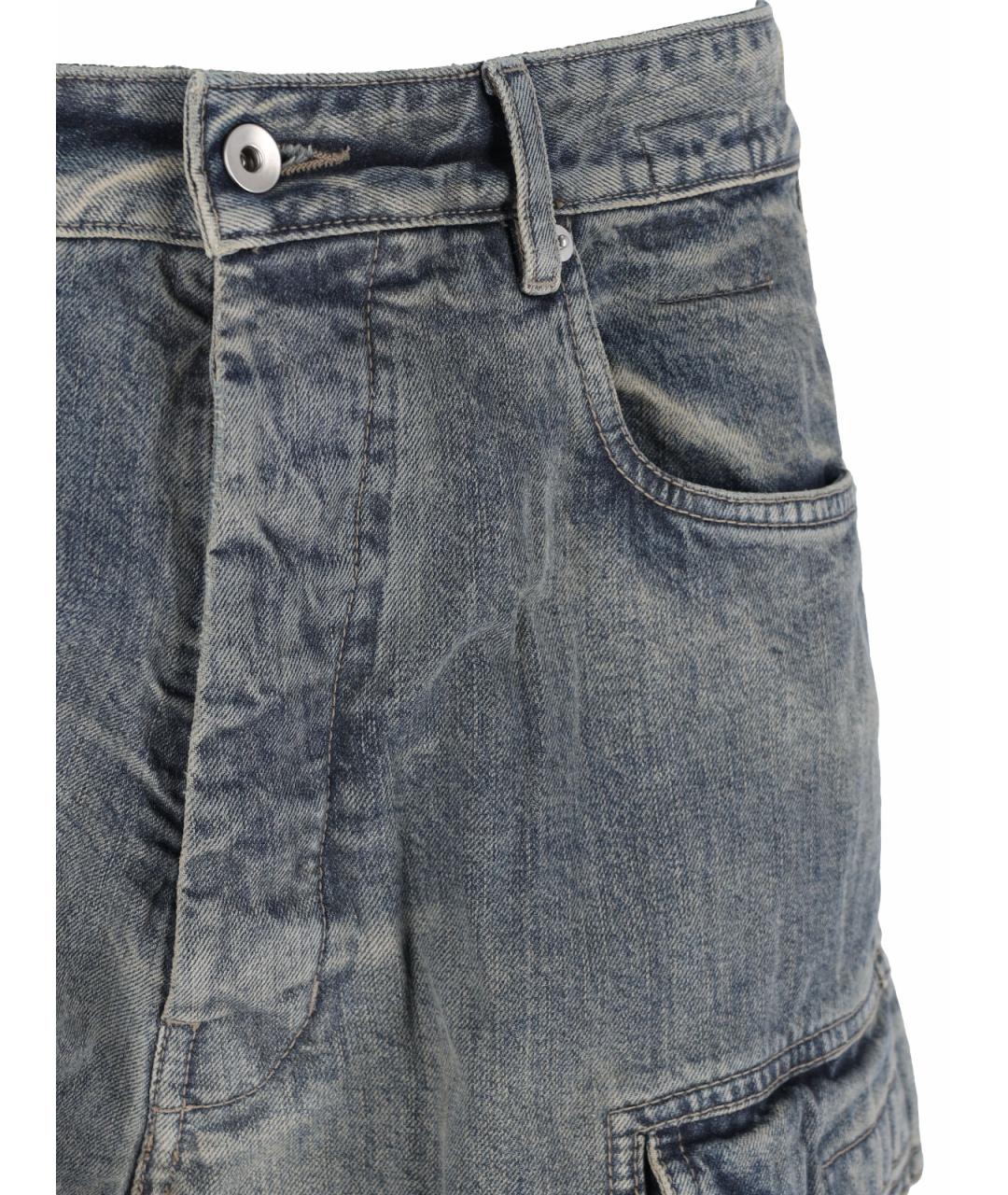 RICK OWENS DRKSHDW Синие хлопковые прямые джинсы, фото 4