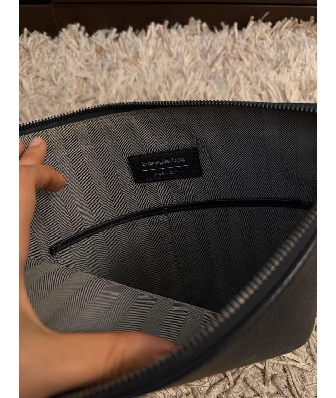 ERMENEGILDO ZEGNA XXX Темно-синяя кожаная папка для документов, фото 5