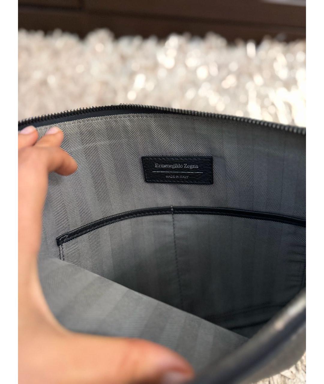 ERMENEGILDO ZEGNA XXX Темно-синяя кожаная папка для документов, фото 4