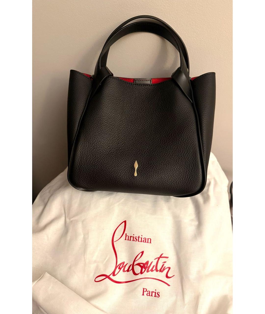 CHRISTIAN LOUBOUTIN Черная кожаная сумка с короткими ручками, фото 2